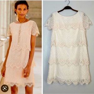 Sundance Tiered Lace Mini Dress Blush Pink sz XS Petite